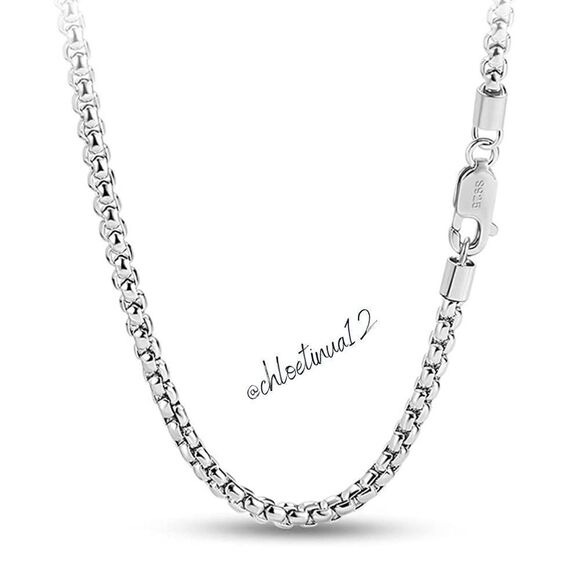 NEW Solid 925 Sterling Silver Box Chain Necklace - Picture 2 of 6